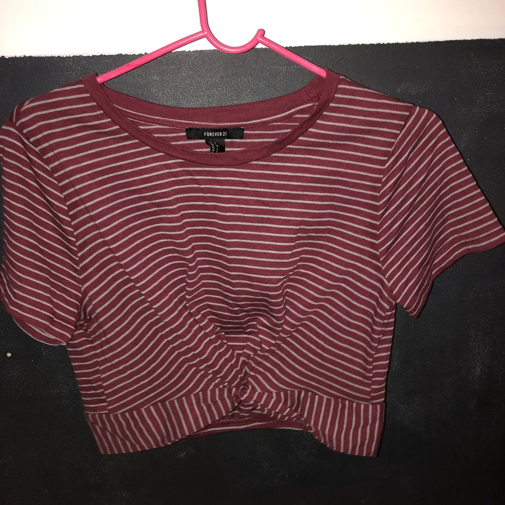 Red/ White Striped Shirt w/ Knot